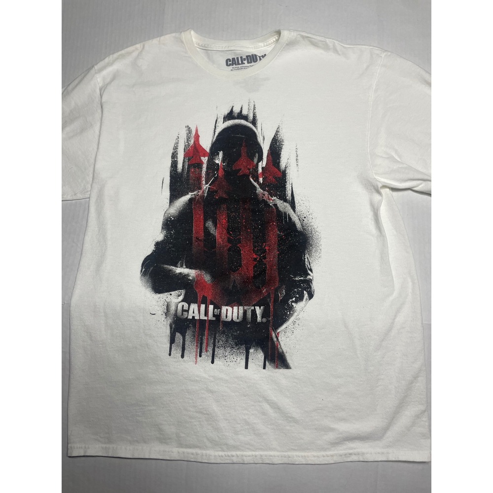 Call of Duty Soldier Graphic‎ T Shirt Men's Size Large White Cotton